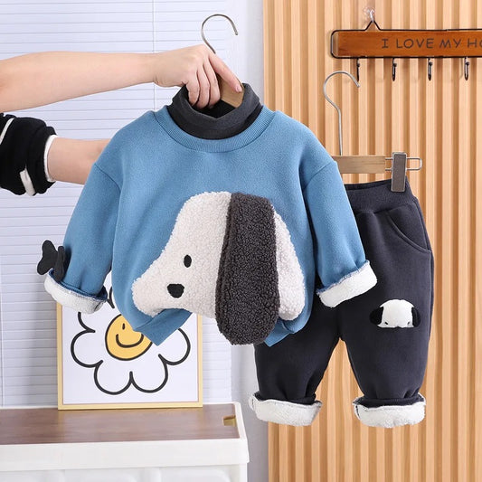 Kids Soft Knit Puppy-Themed Toddler Outfit