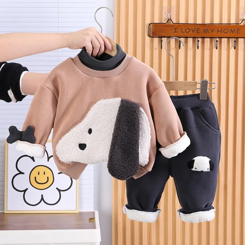 Kids Soft Knit Puppy-Themed Toddler Outfit