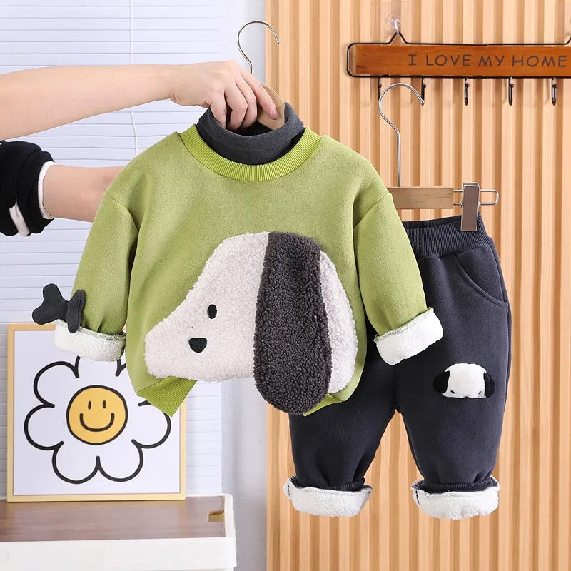 Kids Soft Knit Puppy-Themed Toddler Outfit