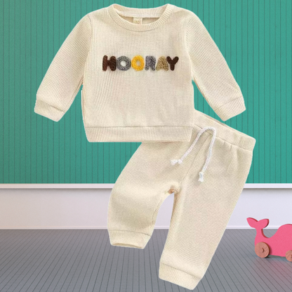 Hooray Embroidery Print | Knit Set for kids