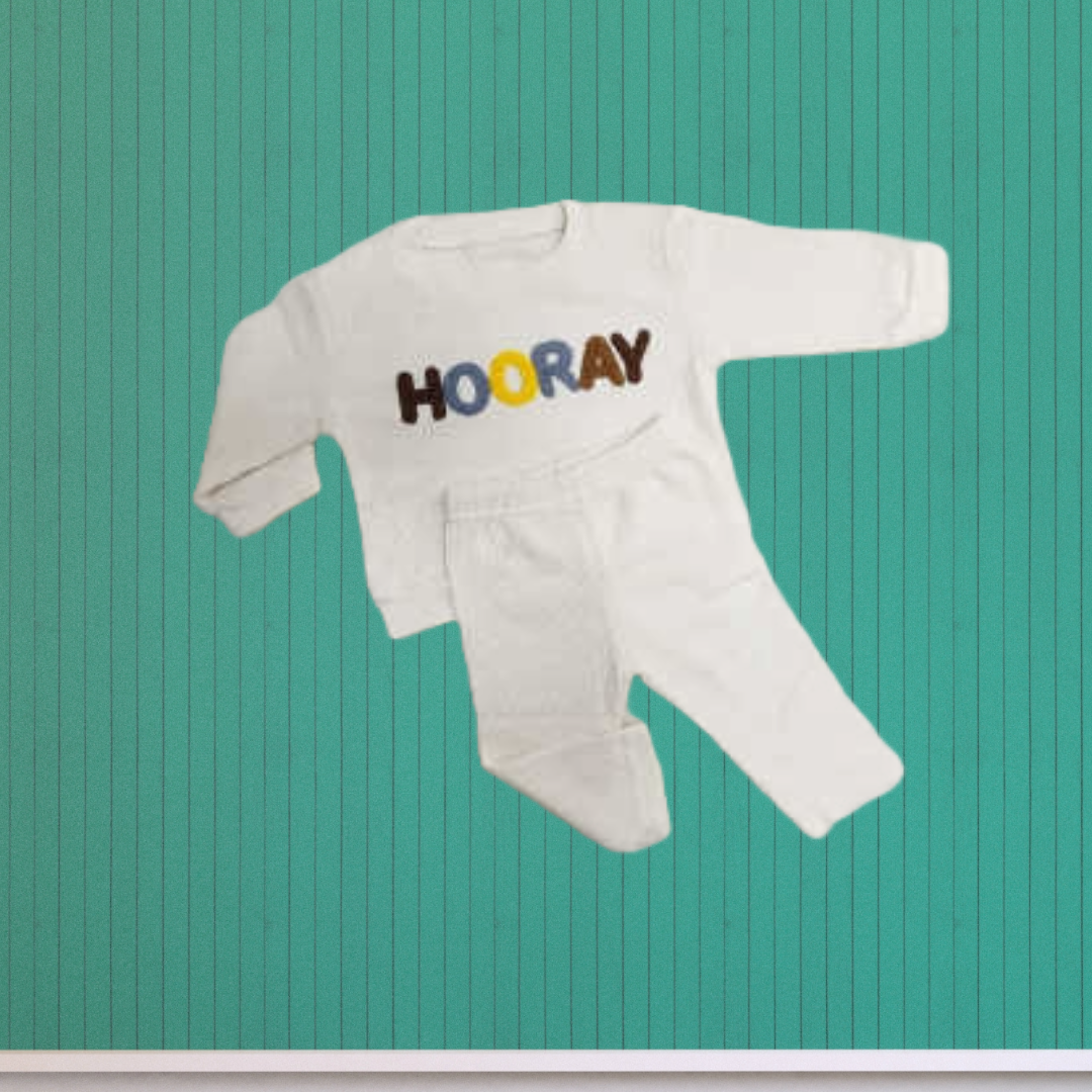 Hooray Embroidery Print | Knit Set for kids