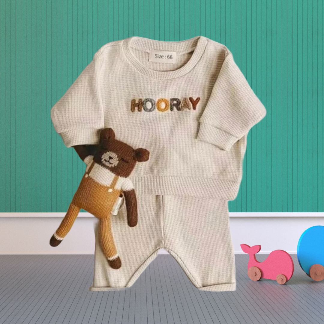 Hooray Embroidery Print | Knit Set for kids