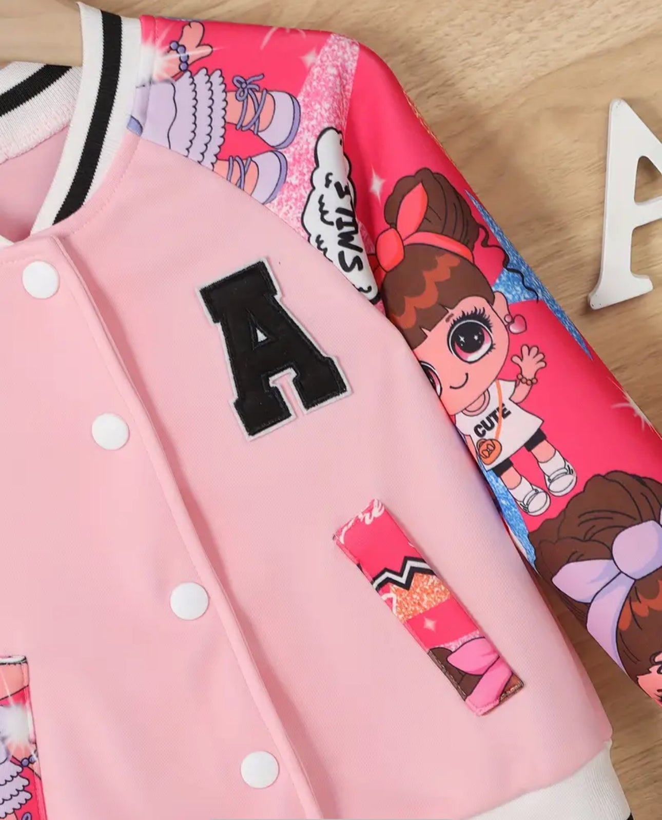 Pink Sweet Charm Kids Varsity Jacket