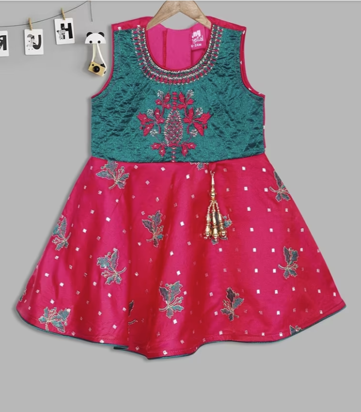 Indian Rajasthani Baby Dress - Teal and Ruby Blue