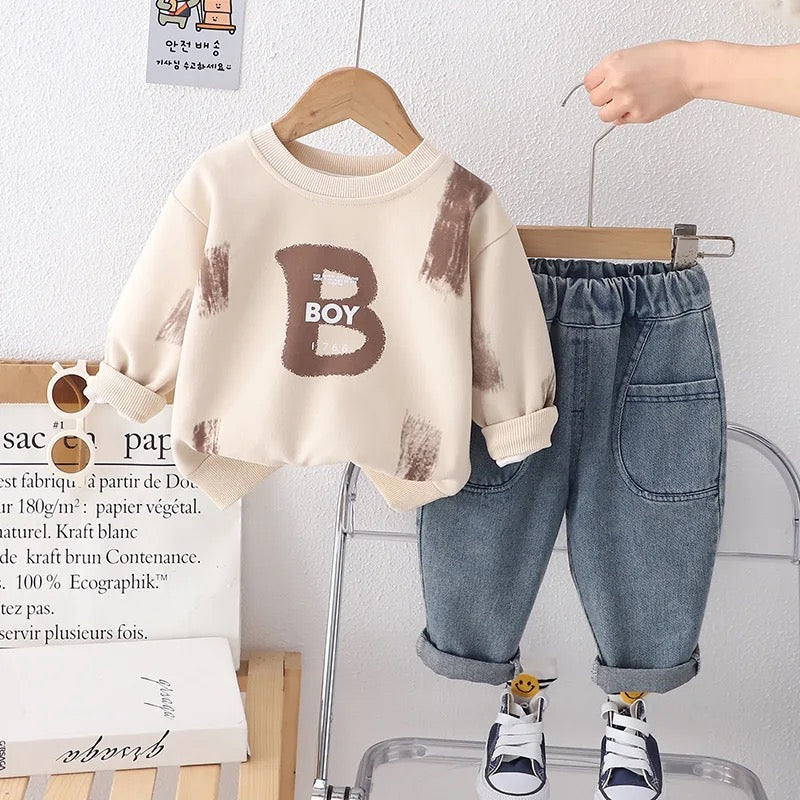 Stylish Brushstroke ‘BOY’ Sweatshirt and Paints