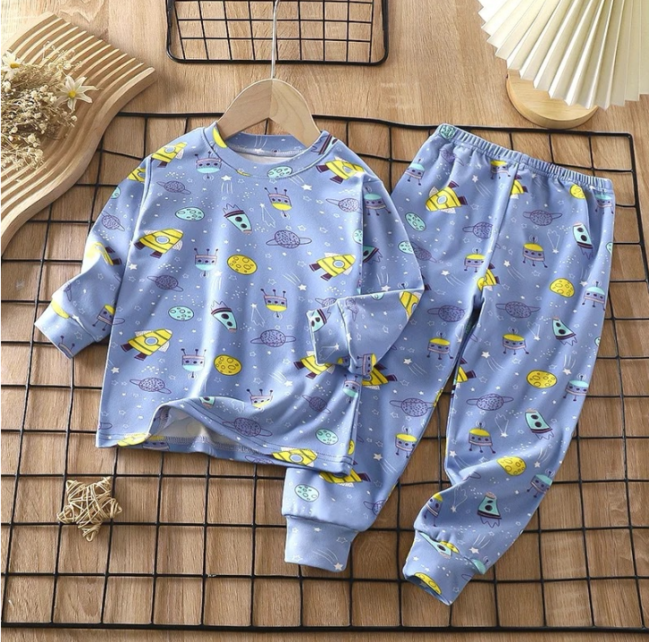 Kids regular wear designer pajama set – Blue