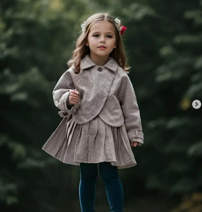 Chic Pleated Skirt and Peacoat Girl Dress by Mellow Kidz