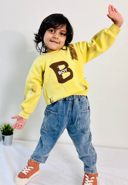 Stylish Brushstroke ‘BOY’ Sweatshirt and Paints