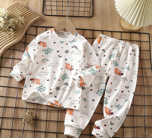 White Rabbit Print- Cozy Kids’ Loungewear Set