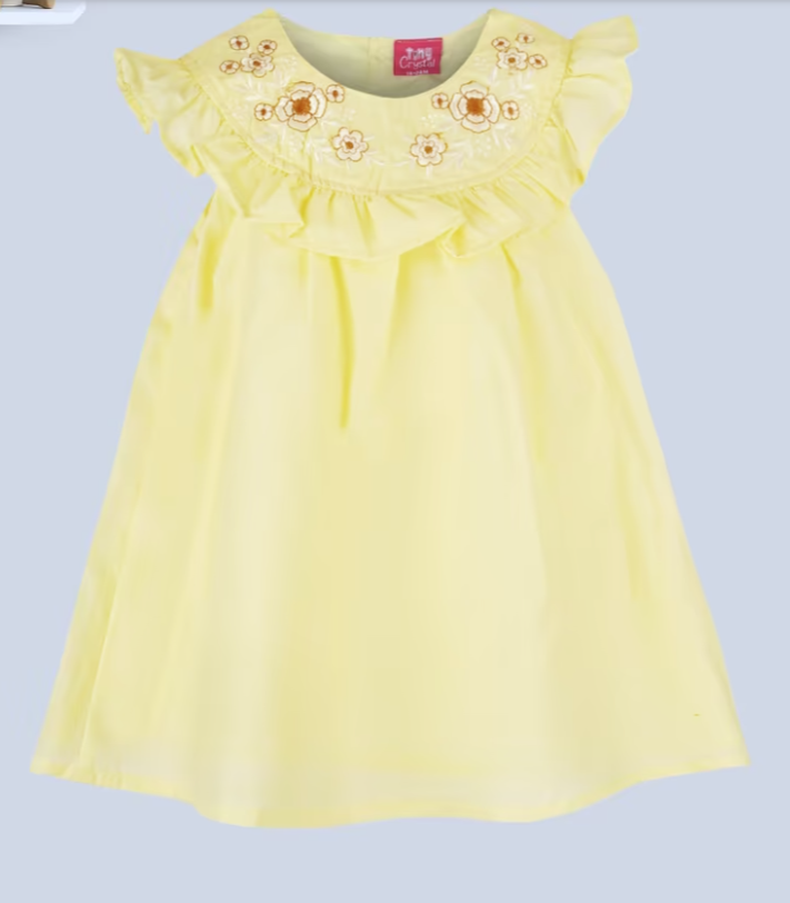 Sunshine Blossom Embroidered Pure Cotton Dress for Toddlers