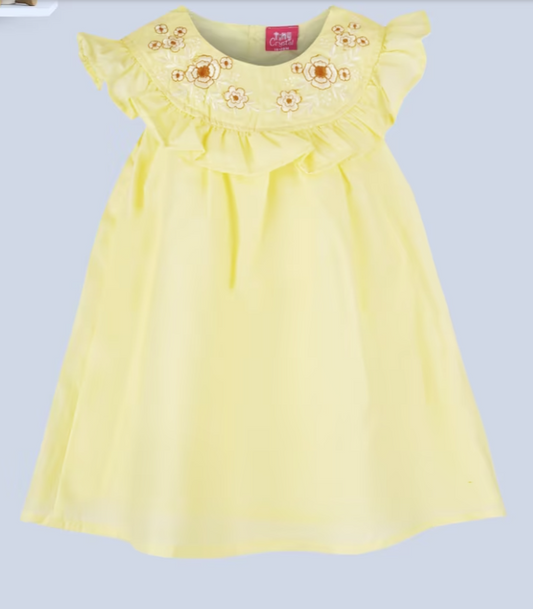 Sunshine Blossom Embroidered Pure Cotton Dress for Toddlers