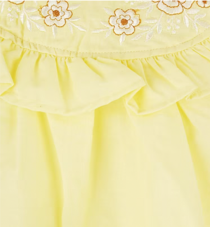 Sunshine Blossom Embroidered Pure Cotton Dress for Toddlers