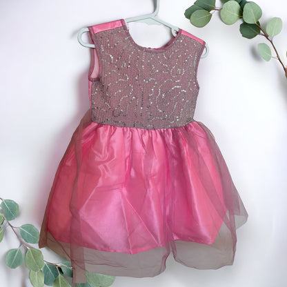 Sparkling Pink Tulle Party Dress for Girls