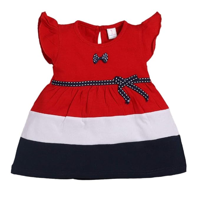 Baby Girl Cotton Dress Red and Navy Blue - Tiny Trendsetter