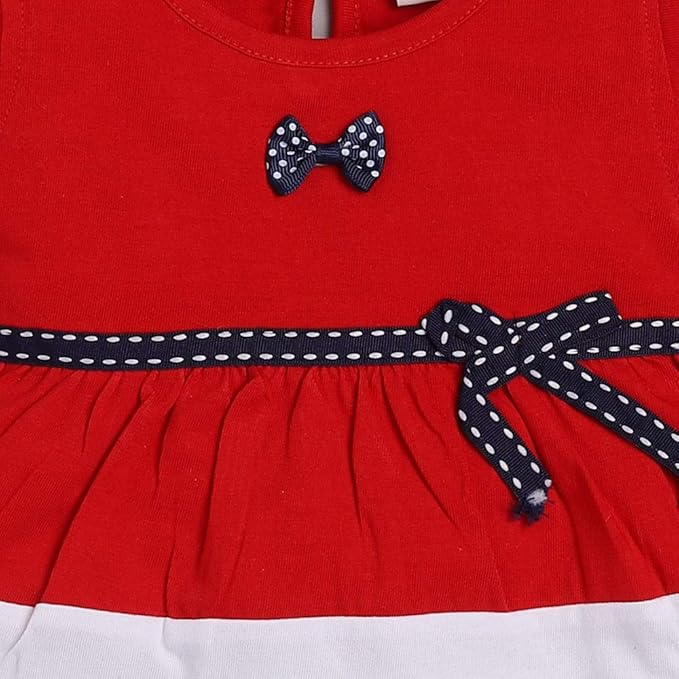 Baby Girl Cotton Dress Red and Navy Blue - Tiny Trendsetter